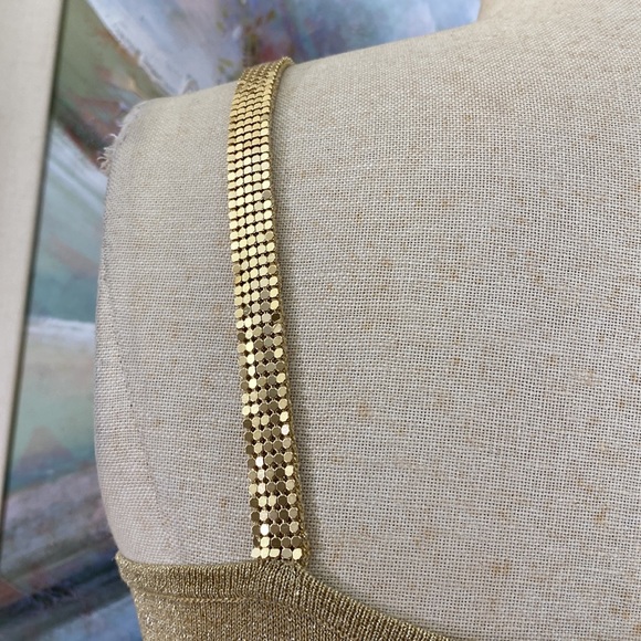 Spenser Evening Gold Lurex Chainmail Straps Top - Picture 8 of 15